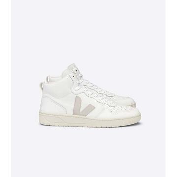 Men's Veja V-15 LEATHER High Tops White | ZA 120VRW